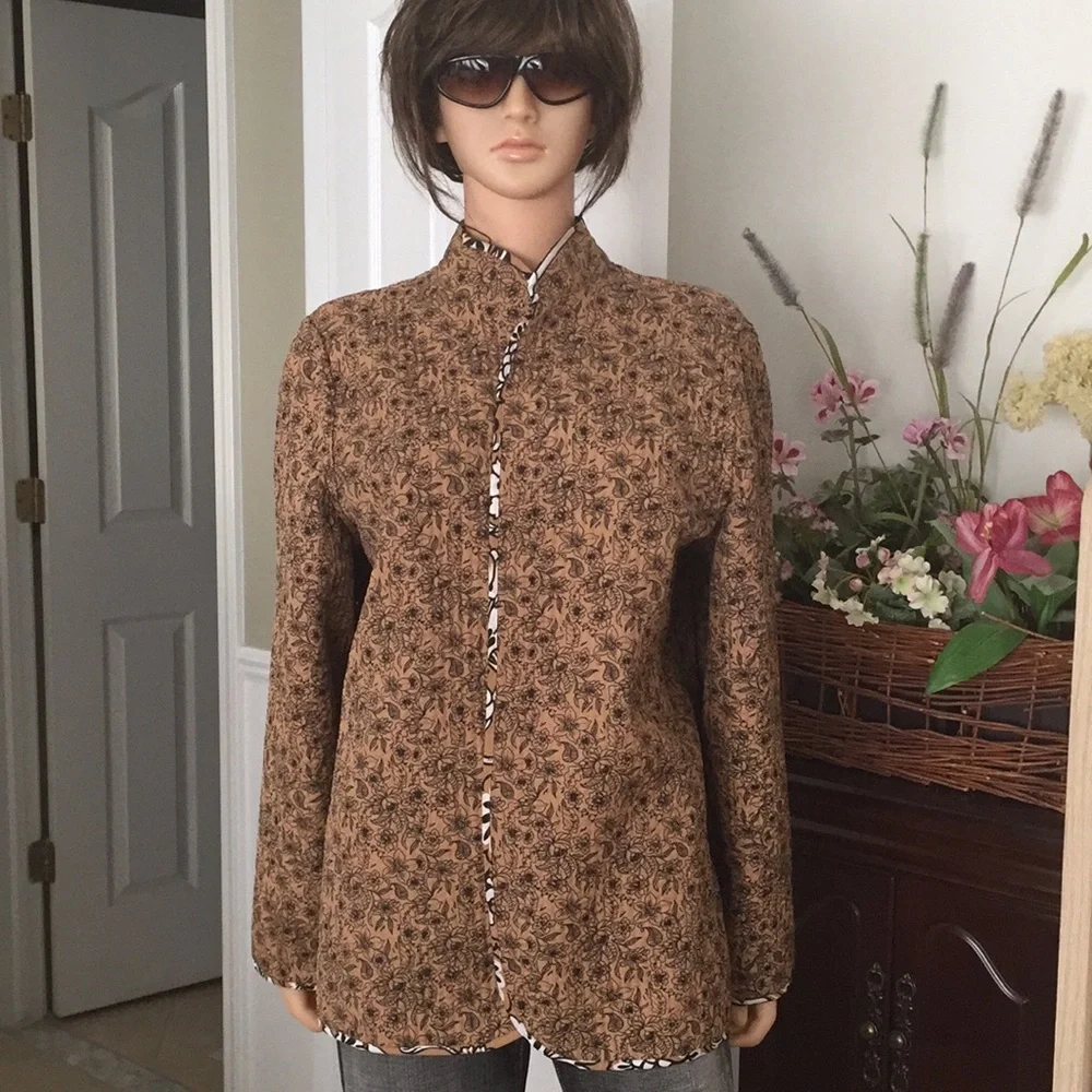 Women’s Reversible cotton open blazer paisley pattern